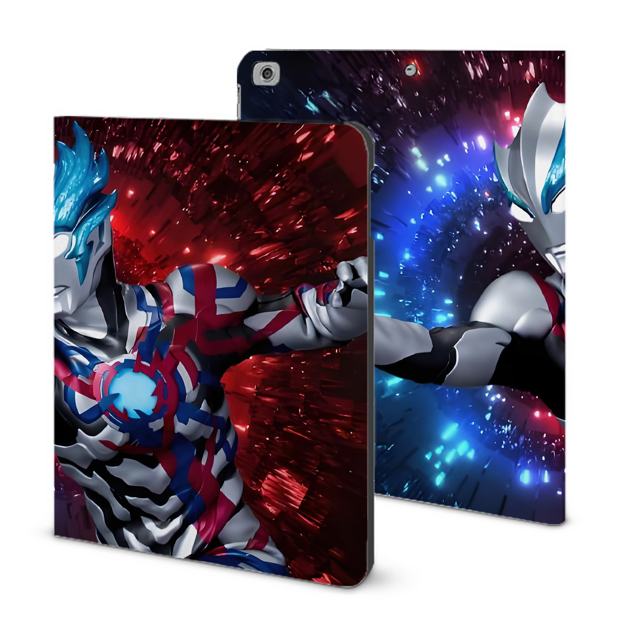（画像用） ウルトラマン Ultraman IPad ケース ブック型 PUレザー TPU 耐衝撃 軽量 薄型 ペン収納なし 全面保護 IPad 各モデル対応